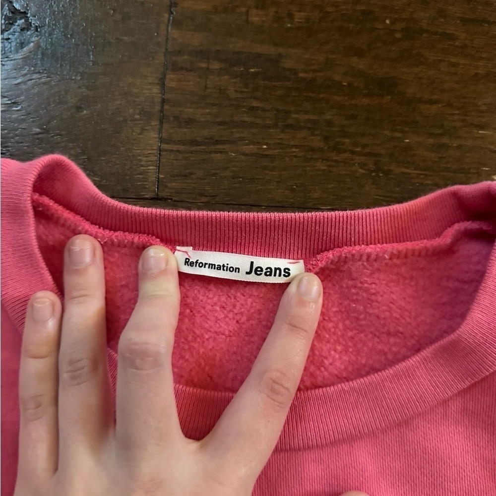 Reformation Hunter cropped sweatshirt pink size M-EUC - Picture 5 of 7